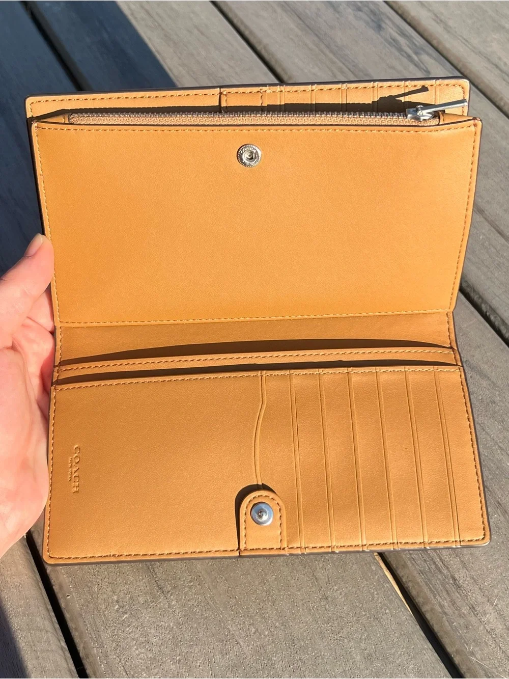 Coach; Slim Zip Wallet; Rare; Ivory/Multi Color; Textured; Floral Print Leather